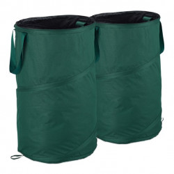 Lot de 2 Sacs de jardin végétaux feuilles à montage automatique 120L en Polyester et Polyéthylène - vert.