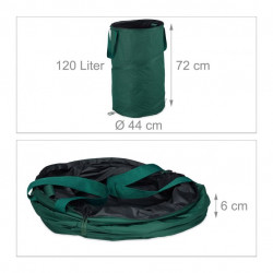 Lot de 2 Sacs de jardin végétaux feuilles à montage automatique 120L en Polyester et Polyéthylène - vert.