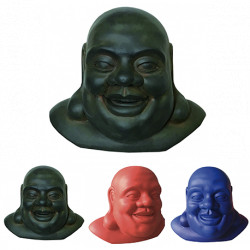 Statue tête de Bouddha bonheur en béton fibré – 24 x 24 x 18 cm - 3 coloris possibles