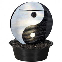 Fontaine Yin Yang à encastrer en béton fibré 58 x 30 x 120 cm - noir et blanc
