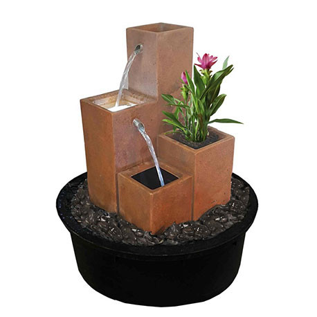 Fontaine Square en béton fibré à encastrer – 30 x 30 x 52 cm – couleur bronze ou corten Fontaine Square en béton fibré à encastrer – 30 x 30 x 52 cm – couleur bronze ou corten