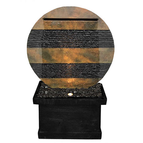Fontaine jardin Rondo sphère béton fibré 65 x 13 x 111 cm bronze schiste Fontaine jardin Rondo sphère béton fibré 65 x 13 x 111 cm bronze schiste
