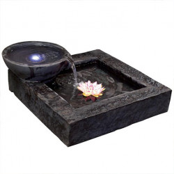 Fontaine Aqua carrée en béton fibré - 86 x 86 x 21 cm - gris foncé