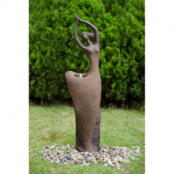 Fontaine de jardin Femme en polyroche – 34 x 25 x 123 cm - marron