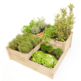 Carré potager Milos en pin imprégné sous pression sur 3 hauteurs  96x96x40 cm