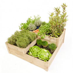 Carré potager Milos en pin imprégné sous pression sur 3 hauteurs  96x96x40 cm