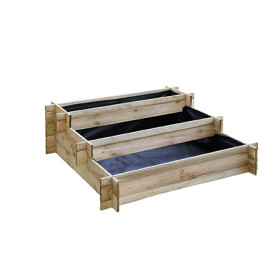 Carré potager Lipsi en pin imprégné sous pression 3 compartiments – 120 x 120 x 40 cm