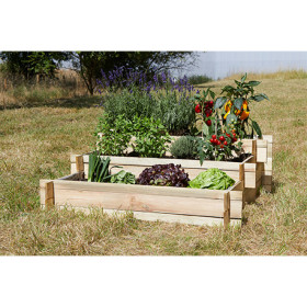 Carré potager Lipsi en pin imprégné sous pression 3 compartiments – 120 x 120 x 40 cm