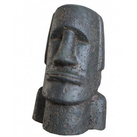 Statue Tête de Moaï en béton fibré de couleur vieille fonte - 35 x 30 x 80 cm Statue Tête de Moaï en béton fibré de couleur vieille fonte - 35 x 30 x 80 cm