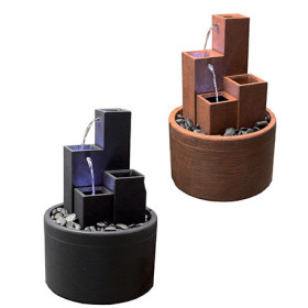 Fontaine Square en béton fibré sur socle rond à poser – 30 x 30 x 87 cm - couleur corten ou bronze
