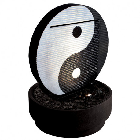 Fontaine Yin Yang à poser en béton fibré avec socle rond – 70 x 70 x 105 cm - Bicolore