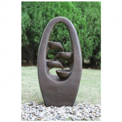 Fontaine de jardin Temple en polyroche - 49 x 26 x 96 cm - marron couleur rouille 