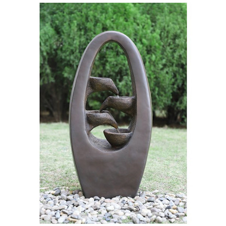 Fontaine de jardin Temple en polyroche - 49 x 26 x 96 cm - marron couleur rouille Fontaine de jardin Temple en polyroche - 49 x 26 x 96 cm - marron couleur rouille