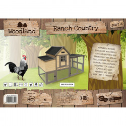 Poulailler Ranch Country bois couleur Taupe Capacité 7 poules  198x76x122cm