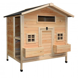 Poulailler Colonial en bois naturel  Capacité 4 poules  117 x 102,5 x 125 cm