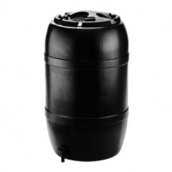 Récupérateur d'eau en forme de tonneau Polyéthylène 120L vert noir H81 x Ø51 cm