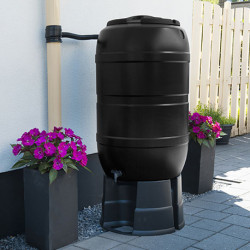 Récupérateur d'eau en forme de tonneau - Polyéthylène - 210 L - vert noir - H97 x Ø57 cm