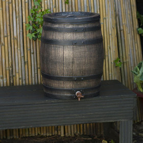 Récupérateur d'eau barrique avec robinet couvercle Polyéthylène 120L Ø50,5x66cm
