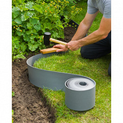 Bordure de jardin en polyéthylène recyclé en rouleau – 3 mm x 10 m x 7,5 cm - Gris