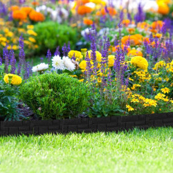 Lot de 12 bordures de jardin en Polypropylène ajustables – Longueur Totale : 3,12 m – Noir ou Blanc