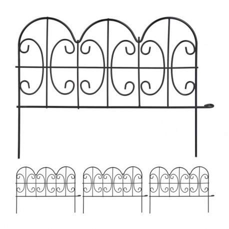 Lot de 4 bordures basses à planter décorative en acier – -39 x 1 x 28,5 cm - Noir Lot de 4 bordures basses à planter décorative en acier – -39 x 1 x 28,5 cm - Noir