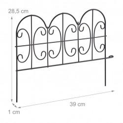 Lot de 4 bordures basses à planter décorative en acier – -39 x 1 x 28,5 cm - Noir