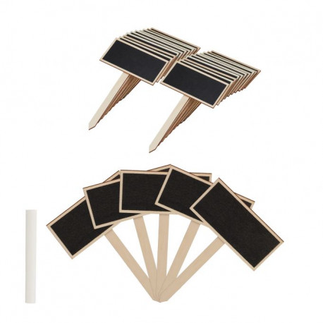 Lot de 24 Etiquettes à planter en ardoise et bois – Craie inclue – 9 x 0,5 x 14 cm Lot de 24 Etiquettes à planter en ardoise et bois – Craie inclue – 9 x 0,5 x 14 cm