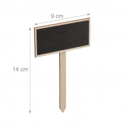 Lot de 24 Etiquettes à planter en ardoise et bois – Craie inclue – 9 x 0,5 x 14 cm 