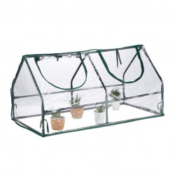 Serre de jardin avec 2 fenêtres PVC et fer – 120 x 60 x 60 cm – Transparent et Vert