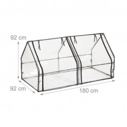 Serre de jardin 2 portes zippées en PVC et acier - 180 x 92 x 92 cm – Noire et Transparente