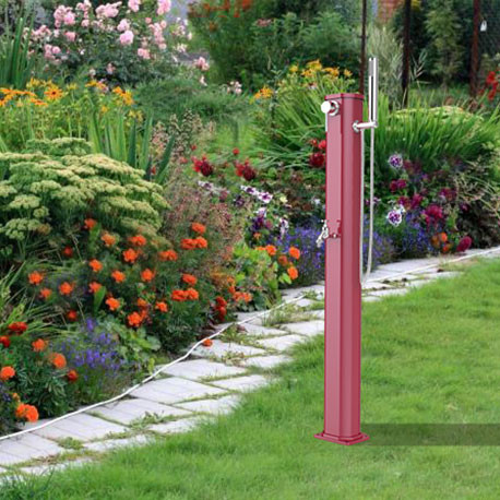 Douche solaire de jardin en alu avec réservoir d’eau de 17,5L – 18,5 x 20 x 115 cm – 9 coloris 