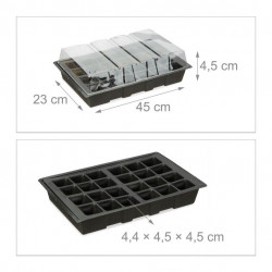 Mini serre de Jardin 24 compartiments en Kit 3 pièces - 45 x 23 x 4,5 cm 
