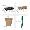 Kit complet de germination graines 131 pièces – Godets Biodégradables - 36,5 x 11 x 23 cm