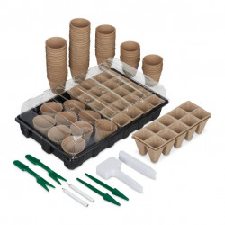 Kit complet de germination graines 131 pièces – Godets Biodégradables - 36,5 x 11 x 23 cm