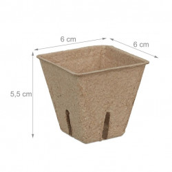 80 pots de culture carrés biodégradables 100% naturels – 6 x 6 x 5,5 cm