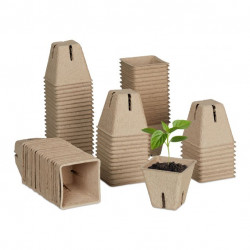 80 pots de culture carrés biodégradables 100% naturels – 6 x 6 x 5,5 cm