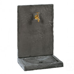 Fontaine de jardin murale en béton aspect ardoisée – 49 x 36 x 74 cm – Anthracite