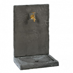 Fontaine de jardin murale en béton aspect ardoisée – 45 x 32 x 64 cm – Couleur zinc ou anthracite