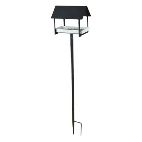 Mangeoire à oiseaux sur pique avec toit – 19,2 x 28,9 x 126 cm - Anthracite et blanc