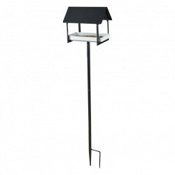 Mangeoire à oiseaux sur pique avec toit – 19,2 x 28,9 x 126 cm - Anthracite et blanc