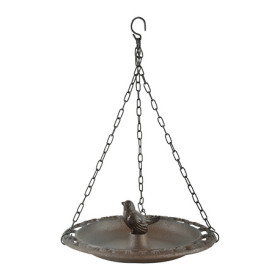Bain d'oiseaux à suspendre avec chaînes en fonte  23,3 x 23,3x 8 cm - Marron