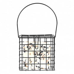 Distributeur de blocs de graisse pour oiseaux en fer - 15,1 x 7 x 13,2 cm - noir