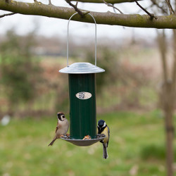 Mangeoire en silo pour graines à oiseaux en zinc et métal – 12,7 x 12,7 x 22,8 cm - Vert