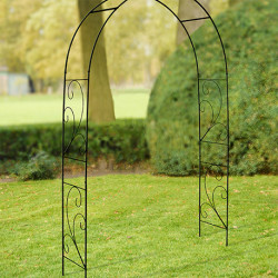 Arche de jardin pour roses grimpantes en fer avec volutes – 134,5 x 37 x 220,5 cm – Noir