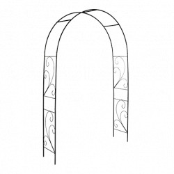 Arche de jardin pour roses grimpantes en fer avec volutes – 134,5 x 37 x 220,5 cm – Noir