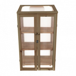 Mini Serre de 3 étages en bois de pin et polycarbonate – 69,5 x 54 x 125,2 cm