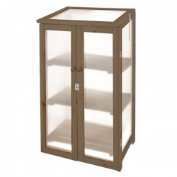 Mini Serre de 3 étages en bois de pin et polycarbonate – 69,5 x 54 x 125,2 cm