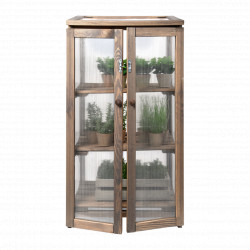 Mini Serre de 3 étages en bois de pin et polycarbonate – 69,5 x 54 x 125,2 cm