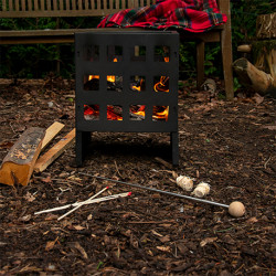 Brasero carré d’extérieur en acier doux – 30,5 x 30,5 x 40 cm - Noir