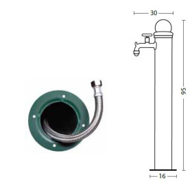 Fontaine de jardin en fer aux lignes arrondies – 16 x 30 x 95 cm – Couleur rouge